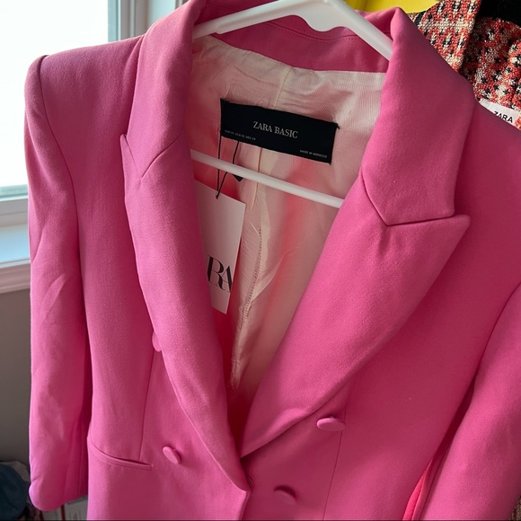 BLOGGER FAV ZARA DOUBLE BREASTED FROCK PINK BLAZER - Picture 3 of 15